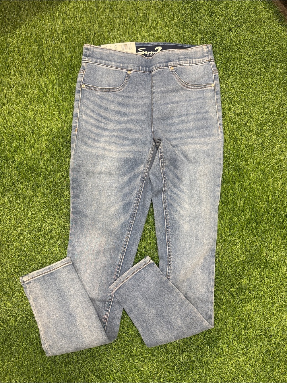 Seven7 Light Blue high-Rise Stretch Jeggings 3 Size In One Jeans
